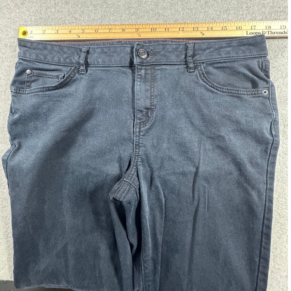 Eddie Bauer Slightly Curvy Slim Straight Pants Women 12 Blue Stretch Casual Navy - Picture 3 of 15